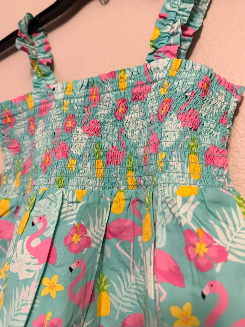 Gymboree Aqua Tank Top with Pink Flamingo Print